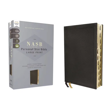Nasb, Personal Size Bible, Large Print, Genuine Leather, Calfskin, Black, Red Letter, 1995 Text, Thumb Indexed, Comfort Print
