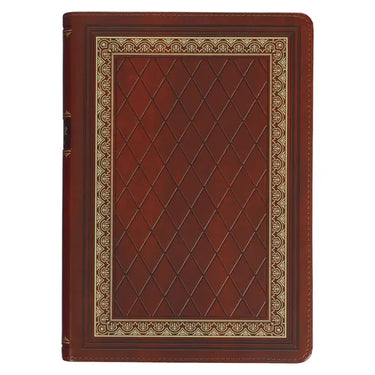 KJV Study Bible, Standard King James Version Holy Bible, Thumb Tabs, Ribbons, Faux Leather, Saddle Tan/Diamond Debossed