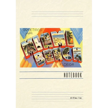 Vintage Lined Notebook Greetings from Miami Beach