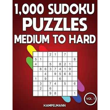 1,000 Sudoku Puzzles Medium to Hard: Big Sudoku Puzzle Book for Adults with Solutions (Vol. 1)