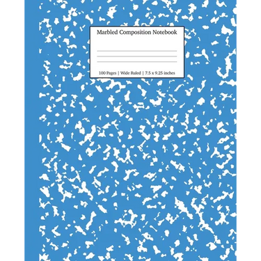 Marbled Composition Notebook: Blue Marble Wide Ruled Paper Subject Book