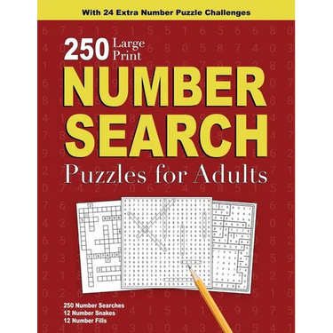 250 Number Search Puzzles for Adults