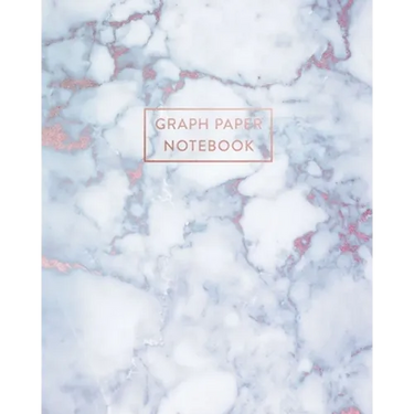 Graph Paper Notebook: Radiant Moonstone, White Grey Marble - 8 x 10 - 5 x 5 Squares per inch - 100 Quad Ruled Pages - Cute Graph Paper Compo