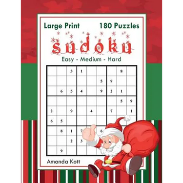Large Print Sudoku - Christmas Edition - 180 Easy to Hard Puzzles: Large Print Sudoku Book for Adults - Book 1