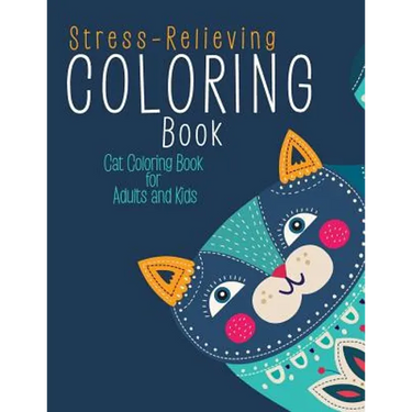 Stress-Relieving Coloring Book: Cat Coloring Book for Adults and Kids