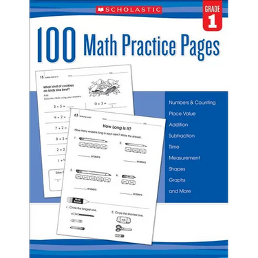 100 Math Practice Pages: Grade 1