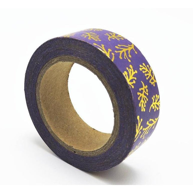 Purple and Metallic Gold Sprig Washi Tape | Gift Wrapping and Craft Tape by The Bullish Store