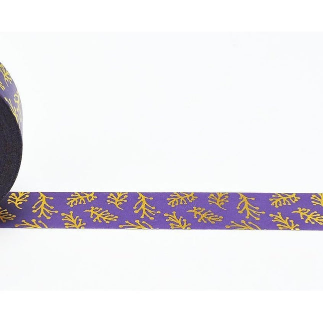 Purple and Metallic Gold Sprig Washi Tape | Gift Wrapping and Craft Tape by The Bullish Store