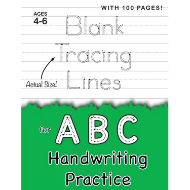 Blank Tracing Lines for ABC Handwriting Practice (Large 8.5"x11" Size!): (Ages 4-6) 100 Pages of Blank Practice Paper!