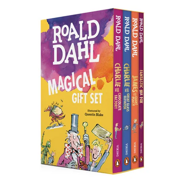 Roald Dahl Magical Gift Boxed Set (4 Books): Charlie and the Chocolate Factory, James and the Giant Peach, Fantastic Mr. Fox, Charlie and the Great Gl