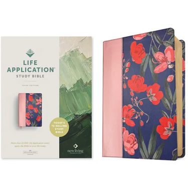 NLT Life Application Study Bible, Third Edition (Leatherlike, Pink Evening Bloom, Red Letter)