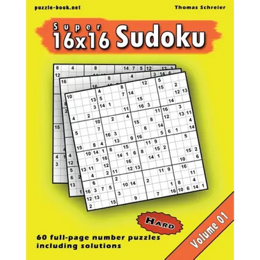 16x16 Super Sudoku: Hard 16x16 Full-page Number Sudoku, Vol. 1