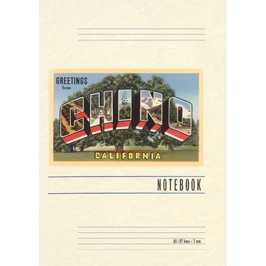 Vintage Lined Notebook Large Letter Greetings from Chino, California
