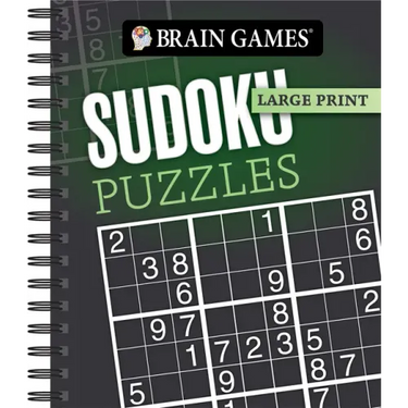 Brain Games - Large Print: Sudoku Puzzles (Dark Gray)