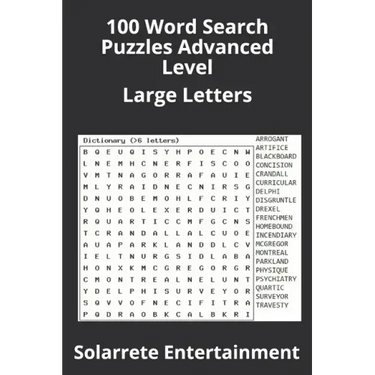 100 Word Search Puzzles Advanced Level: Large Letters