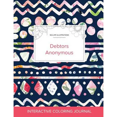 Adult Coloring Journal: Debtors Anonymous (Sea Life Illustrations, Tribal Floral)