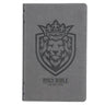 KJV Holy Bible, Gift Edition for Boys King James Version, Faux Leather Flexible Cover, Charcoal Gray Lion Emblem