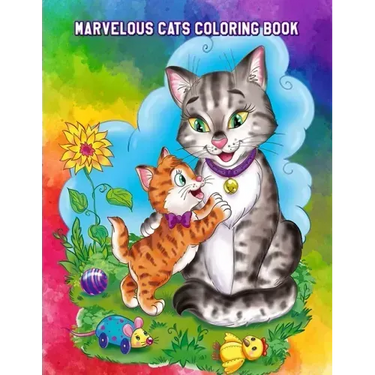 Marvelous Cats Coloring Book: Easy Educational Coloring Pages of Cats for Boys & Girls Ages 4-8