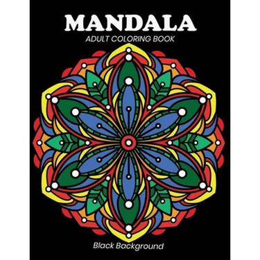 Mandala adult coloring book: Black Background