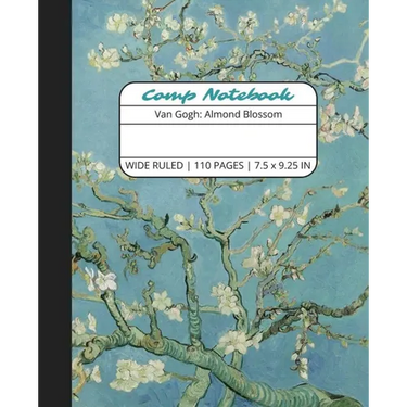Comp Notebook: Van Gogh Almond Blossom Wide Ruled Composition Notebook Journal for Students, College, School, Office, Work