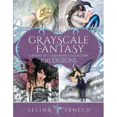Grayscale Fantasy Coloring Collection: 100 Designs