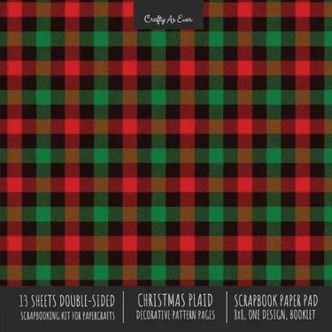 Christmas Plaid Scrapbook Paper Pad 8x8 Scrapbooking Kit for Cardmaking Gifts, DIY Crafts, Printmaking, Papercrafts, Holiday Decorative Pattern Pages