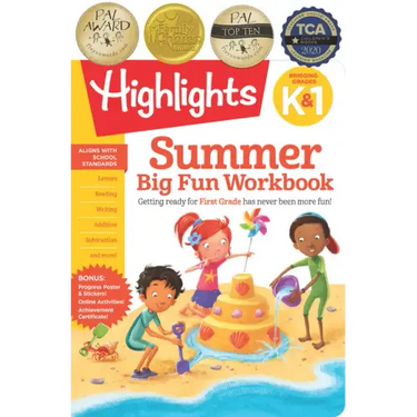 Summer Big Fun Workbook Bridging Grades K & 1: Ready for First Grade at Home, First Grade Summer Workbook with Letters, Reading, Writing, Addition, Su