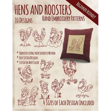 Hens and Roosters Hand Embroidery Patterns