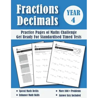 Fractions and Decimals Year 4 Maths Challenge: Practice Pages Of Timed Tests (With Answers) - KS2 Maths Workbook - Ages 8-9 - Grade 3