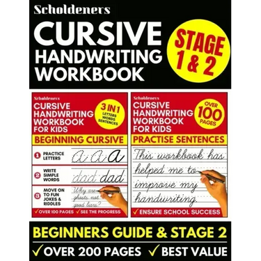 Cursive Handwriting Workbook: 2-in-1 Book Set For Kids (Cursive for Beginners / Cursive Writing Practice Book)