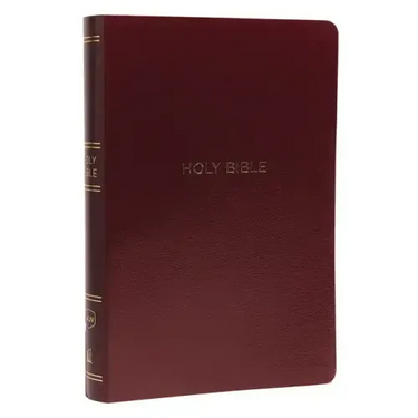 NKJV, Reference Bible, Center-Column Giant Print, Leather-Look, Burgundy, Red Letter Edition, Comfort Print