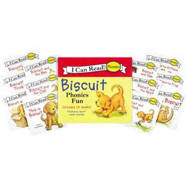 Biscuit 12-Book Phonics Fun!: A Box of 12 Mini-Books Featuring Short and Long Vowel Sounds
