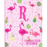 Composition Notebook R: Pink Flamingo Initial R Composition Wide Ruled Notebook