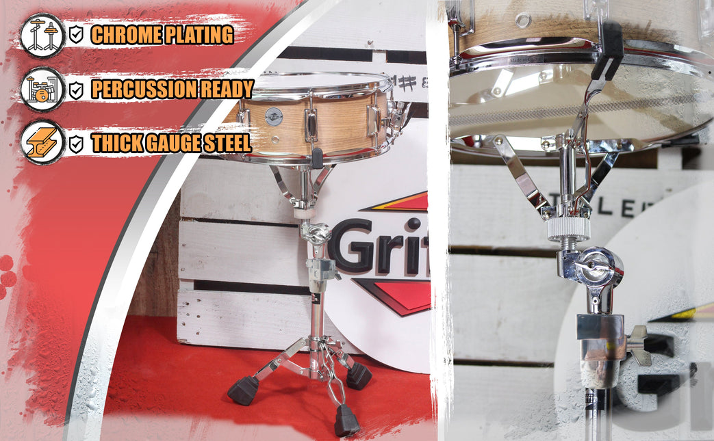Premium Snare Drum Stand by GRIFFIN - Double Braced Heavy-Duty Weight Mount for Snares, Tom Drums & Adjustable Practice Pad - Percussion Hardware Kit by GeekStands.com