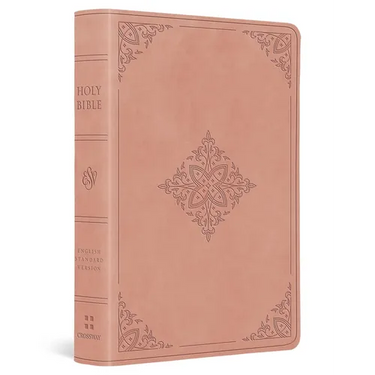 ESV Value Large Print Compact Bible (Trutone, Blush Rose, Fleur-De-Lis Design)