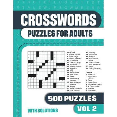 Crosswords Puzzles for Adults: Crossword Book with 500 Puzzles for Adults. Seniors and all Puzzle Book Fans - Vol 2
