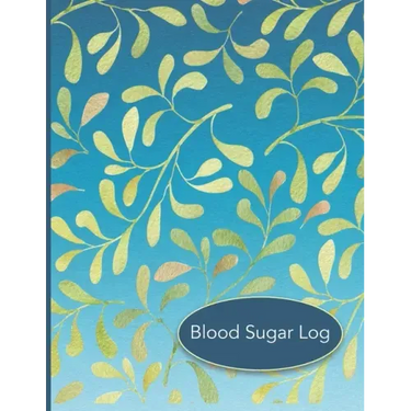 Blood Sugar Log: 56 Weekly Logs to Track Daily Glucose Readings Simple Layout Blue Green Leaf Design BONUS Coloring Pages!
