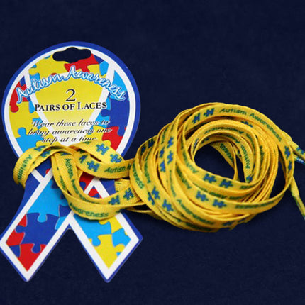 Autism Awareness Puzzle Print Shoe Laces (2 Pairs/Card) by Fundraising For A Cause