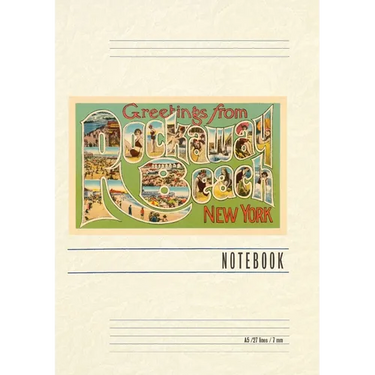 Vintage Lined Notebook Greetings from Rockaway Beach, New York