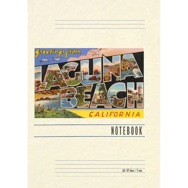 Vintage Lined Notebook Greetings from Laguna Beach, California