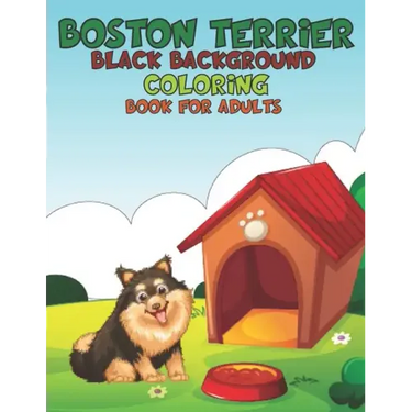 Boston Terrier Black background Coloring Book For Adults