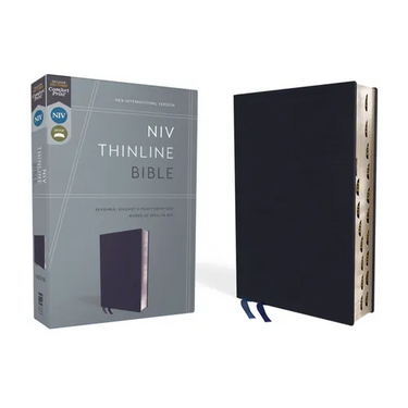 NIV, Thinline Bible, Bonded Leather, Navy, Indexed, Red Letter Edition