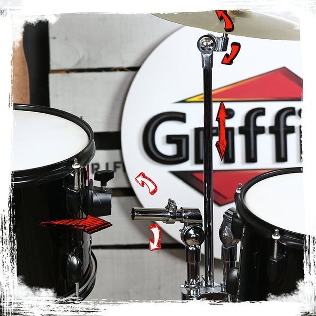 Double Tom Drum Stand with Cymbal Arm by GRIFFIN - Drummers Percussion Set Hardware Kit by GeekStands.com