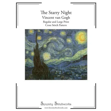 The Starry Night Cross Stitch Pattern - Vincent van Gogh: Regular and Large Print Cross Stitch Pattern