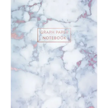 Graph Paper Notebook: Radiant Moonstone, White Grey Marble - 8 x 10 - 5 x 5 Squares per inch - 100 Quad Ruled Pages - Cute Graph Paper Compo