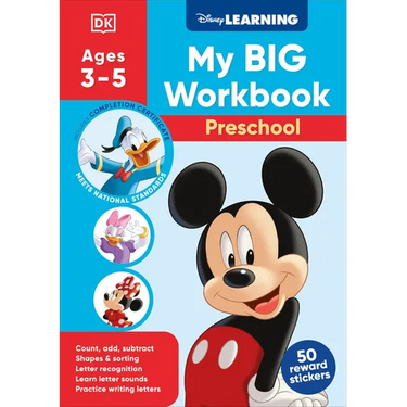 Disney Learning Big Workbook Preschool: Math & English Workbook for Kids Aged 3-5, Curriculum-Based