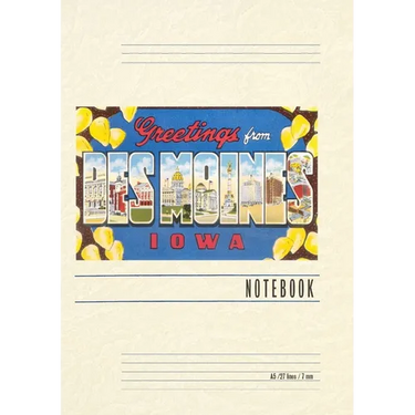 Vintage Lined Notebook Greetings from Des Moines