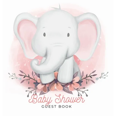 Our Little Peanut: A Watercolor Elephant Themed Square Hardcover Square Hardcover Baby Shower Guest Book with Sign-In Pages, Wishes for Baby, Gift Log