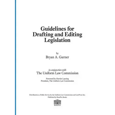 Guidelines for Drafting and Editing Legislation