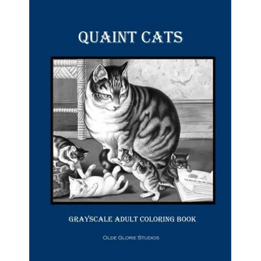 Quaint Cats Grayscale Adult Coloring Book